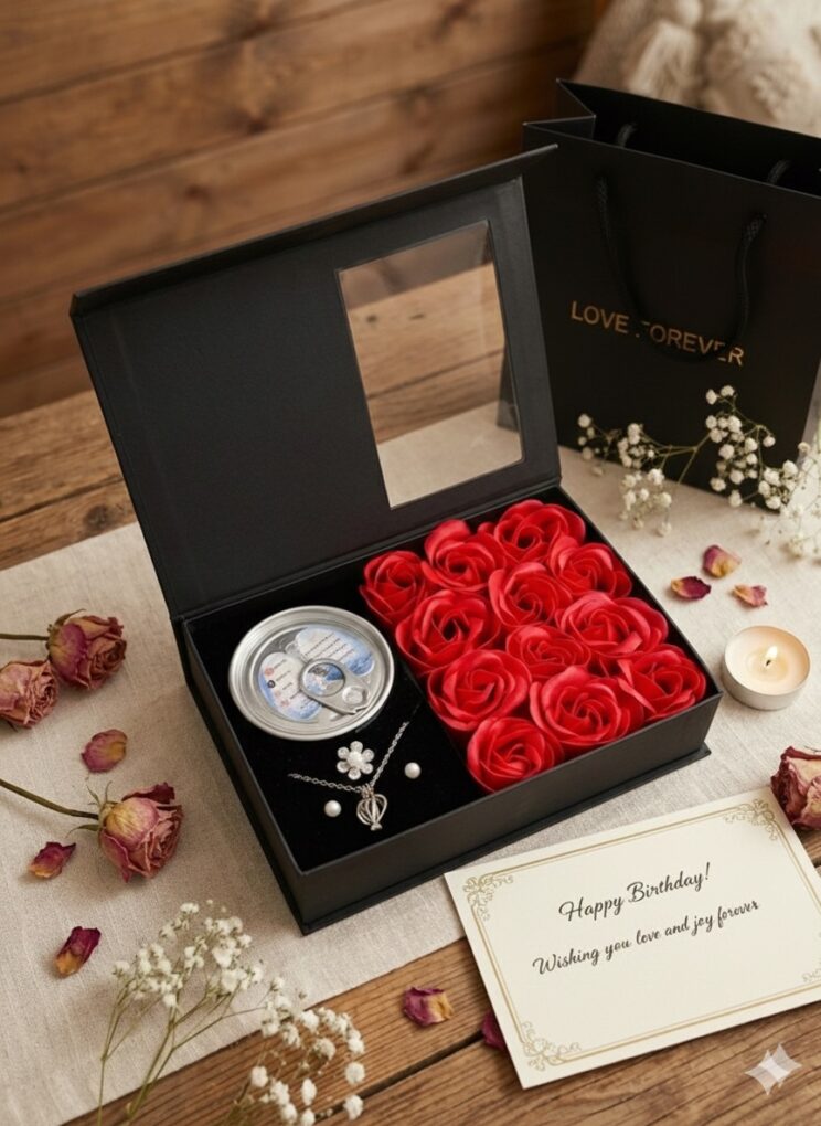12 Preserved Roses Combo & Love Pearl Gift Box (Luxury Set)